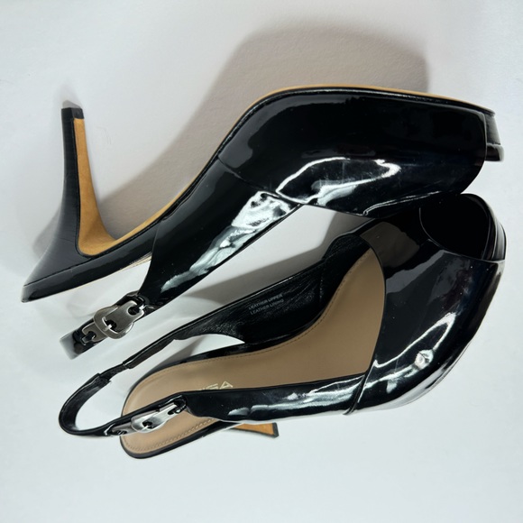 VIA SPIGA Italy Women's Peep Toe  Size 6M Slingback High Heel Black - Picture 12 of 14